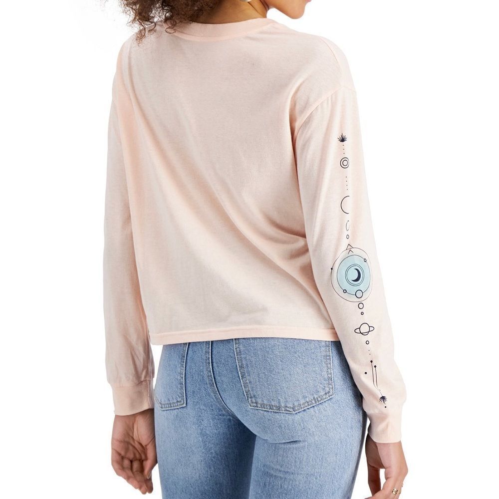 Juniors' Celestial Horoscope Constellation Long Sleeve Top In Pink Sz XS - Picture 2 of 9